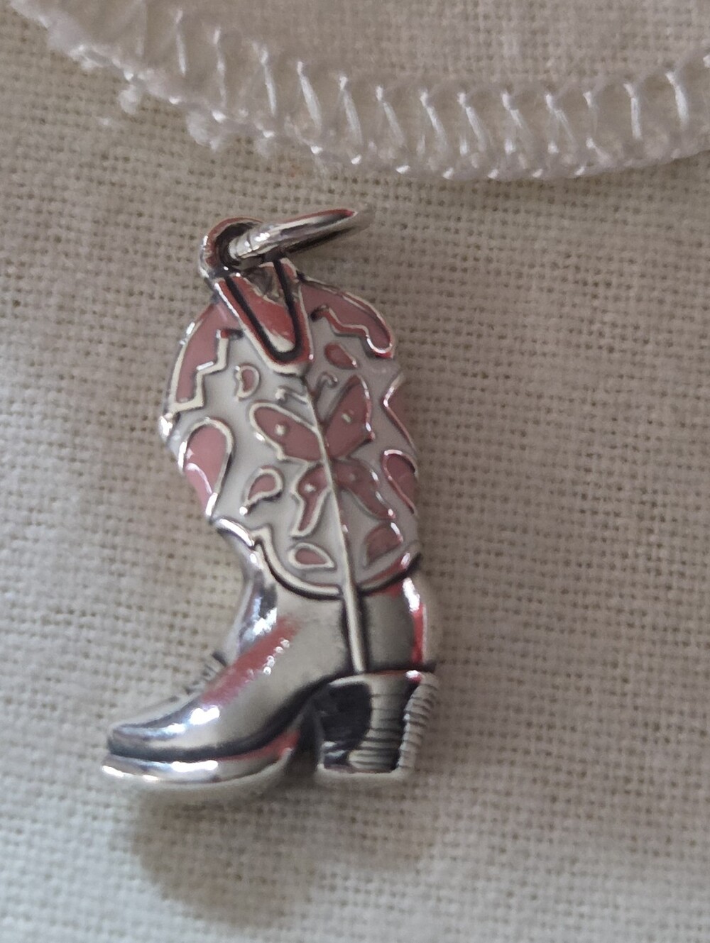James Avery LIMITED EDITION Pink & White Enamel Western Boot Charm NEW SOLD OUT!